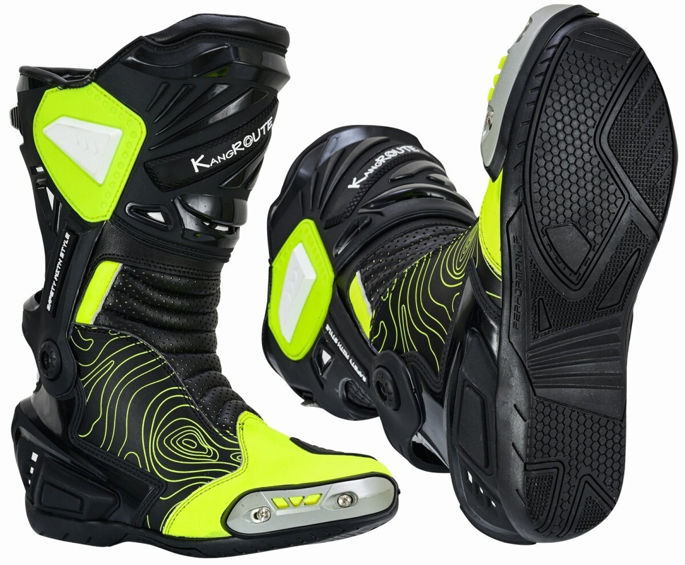 BOTAS DE MOTO DEPORTIVAS ASSEN RACE NEGRO AMARILLO FLUOR - 8