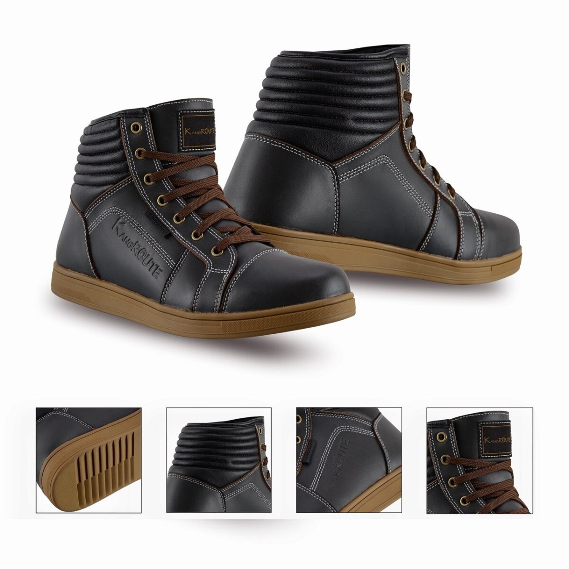 ZAPATILLAS MOTO EN PIEL CON PROTECCIONES JEREZ II MARRÓN CAFE - 2