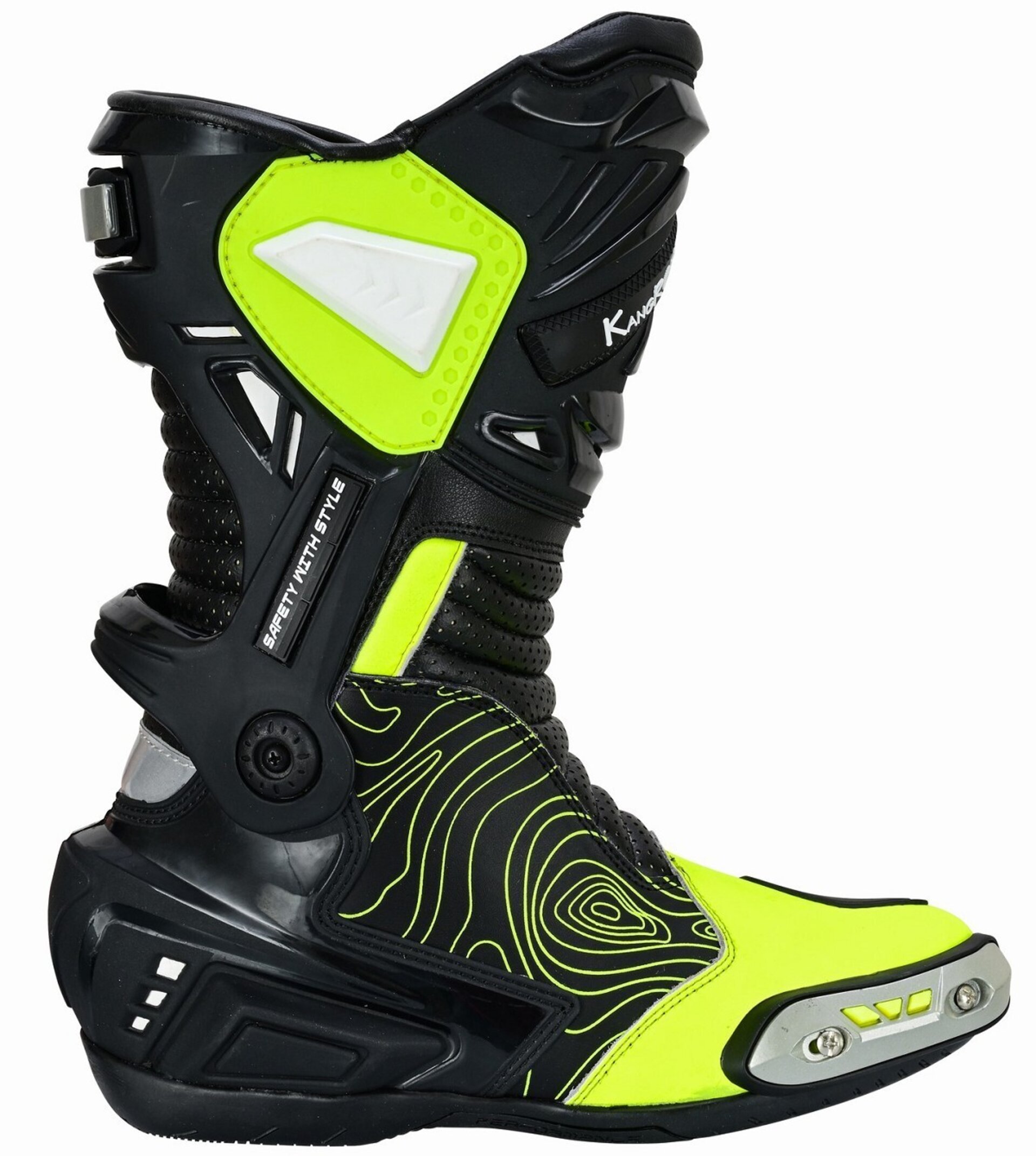 BOTAS DE MOTO DEPORTIVAS ASSEN RACE NEGRO AMARILLO FLUOR - 9