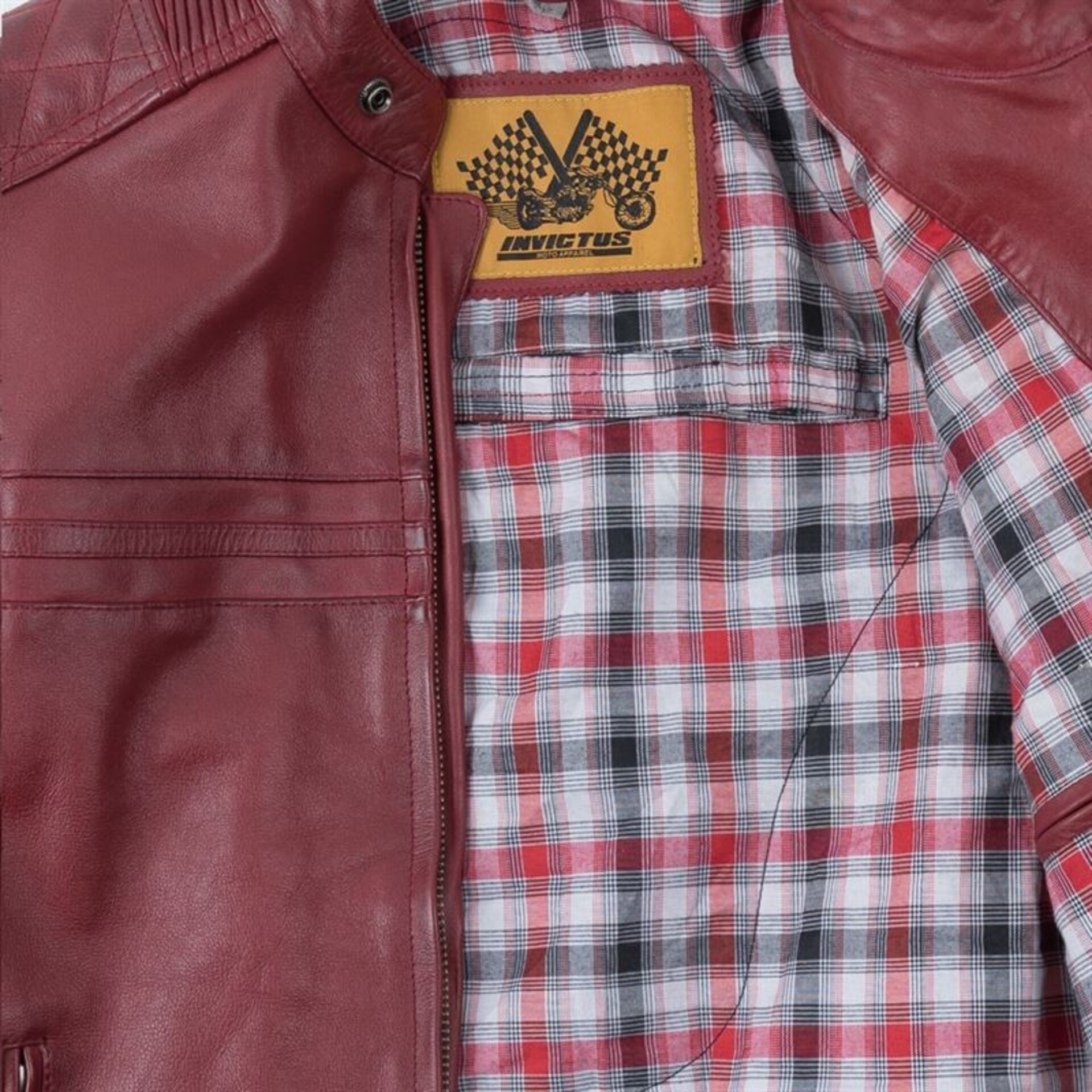 CHAQUETA DE MOTO DE CUERO INVICTUS EROS ROJA - 4