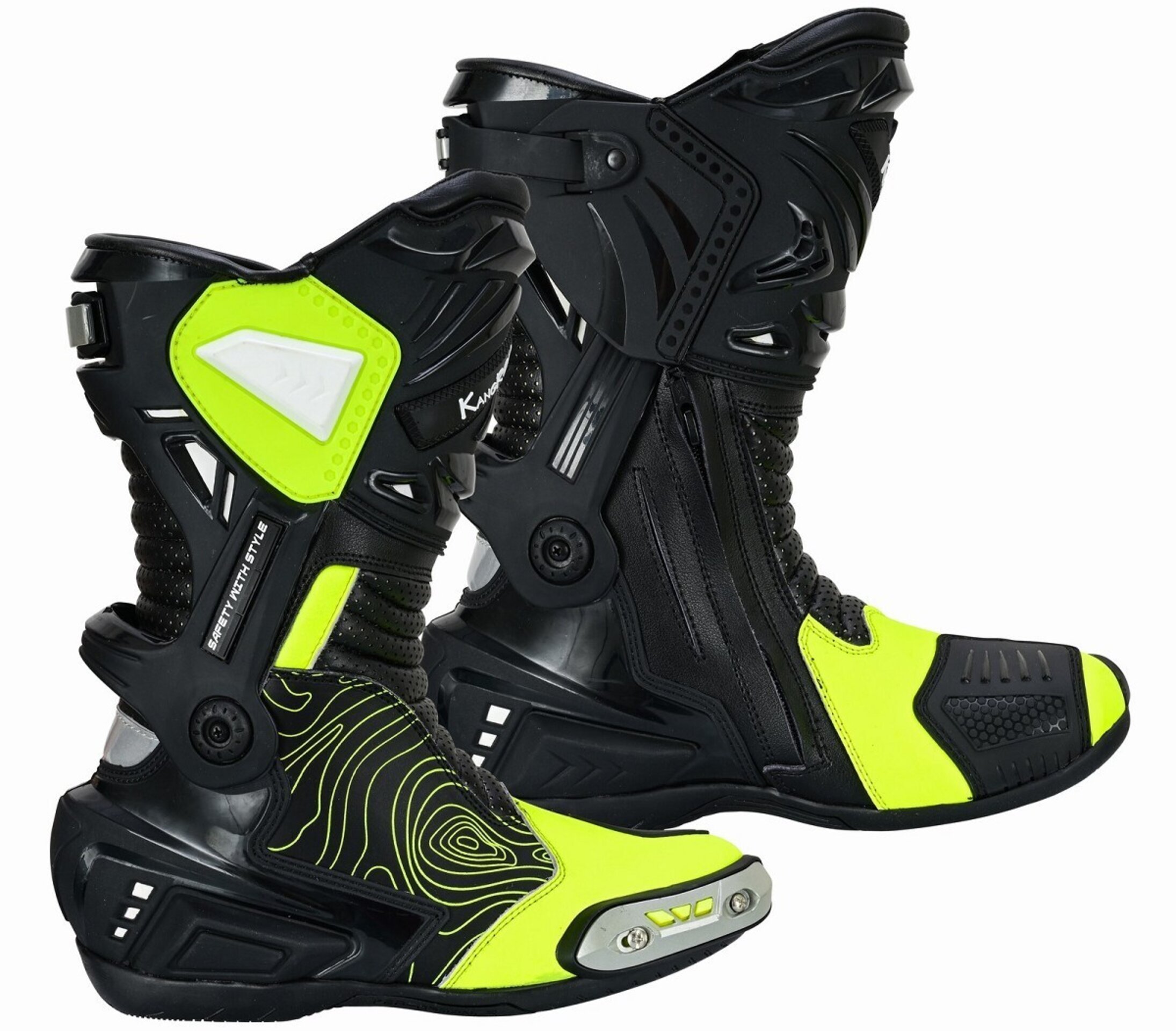 BOTAS DE MOTO DEPORTIVAS ASSEN RACE NEGRO AMARILLO FLUOR - 2