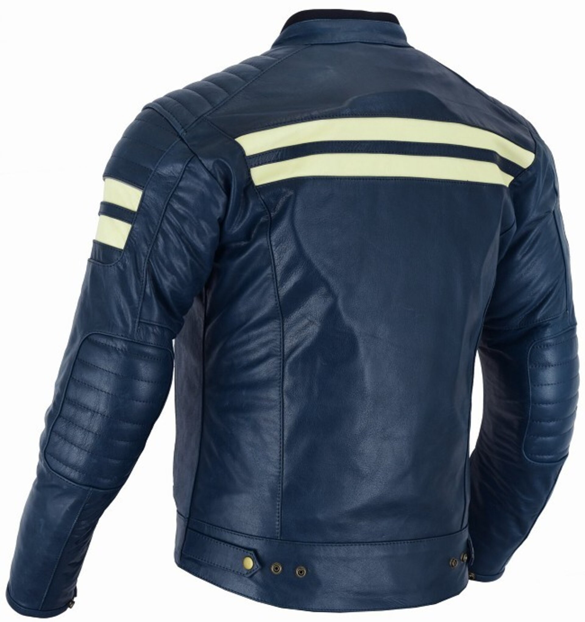 CHAQUETA DE MOTO EN CUERO ESTILO VINTAGE HADES AZUL - 3